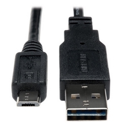 Universal Reversible USB 2.0 Hi-Speed Cable (Reversible A to 5Pin Micro B M/M), 6-ft.