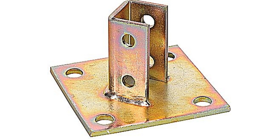 Diagonal Post Base, Gold Galvanized, 3-1/2 in. Ht, 1-11/16 in. Lg ...