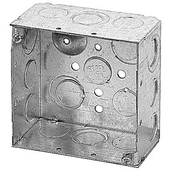 Thomas & Betts - Electrical Outlet Box: Steel, Square, 4″ OAH, 4″ OAW,  1-1/2″ OAD, 2 Gangs - 54065404 - MSC Industrial Supply