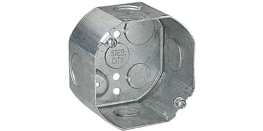 Outlet Box, Octagonal, 22.5 cu. in. Capacity, 7-Knockout