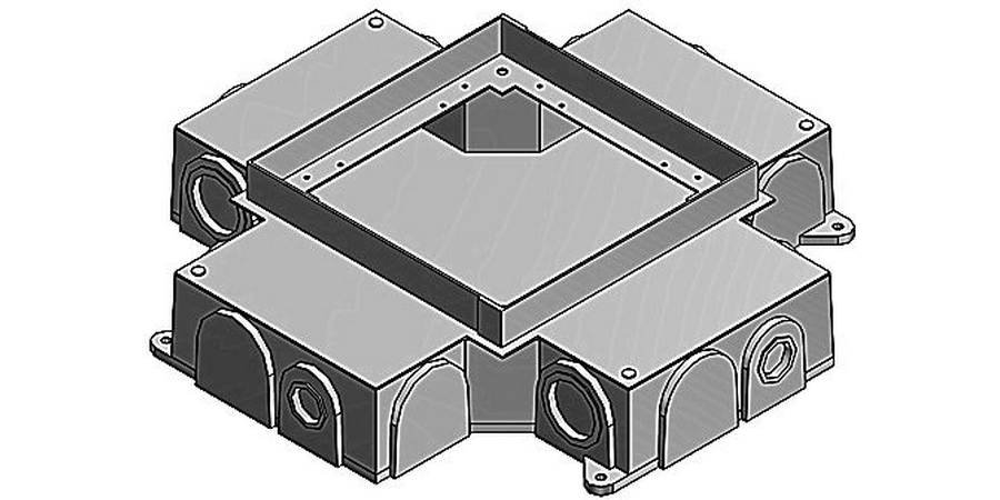 Floor Outlet, Cast Iron, 4-Device Compartments