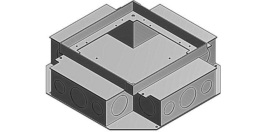 Floor Box, Galvanized Steel, 12.13 in., 3.5 in., 12.13 in., 126 cu. in ...