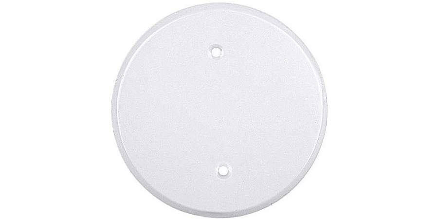 Weatherproof Round Box Cover, 5 in. Dia, Blank, White