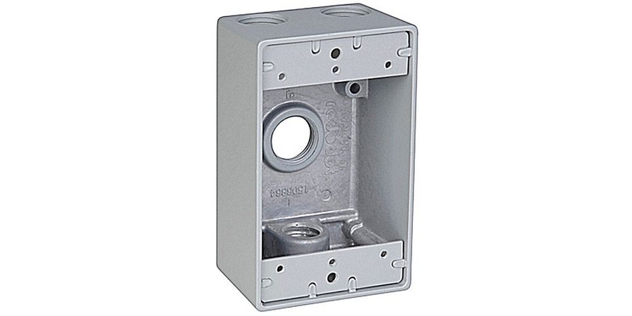 Single Gang Universal Weatherproof Box, Aluminum Alloy, Hub Size 3/4 in.