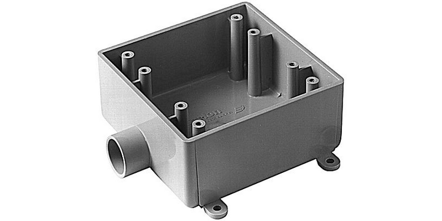 PVC Conduit Device Box, Standard Depth, 2 Gangs, 1 Hub, 3/4 in. Hub ...