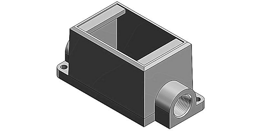 Device Box, 1-Gang, 1 in., Lug Mount, Gray