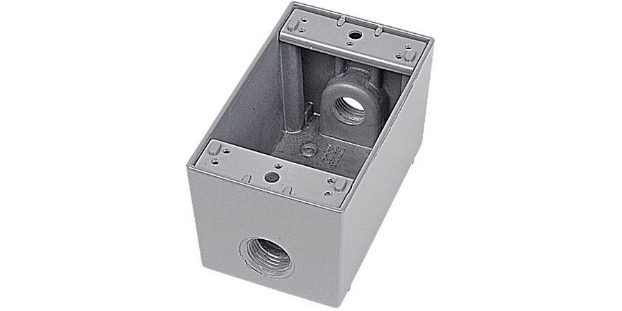Device Box, Weatherproof; AL; 2-5/8 in.D; 1G; (3) 3/4 in. Hubs