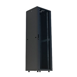 42U 800X800 FLOOR-ST.CABINET  FRONT GLASS & METAL BACK DOOR BLACK. ASSEMBLED