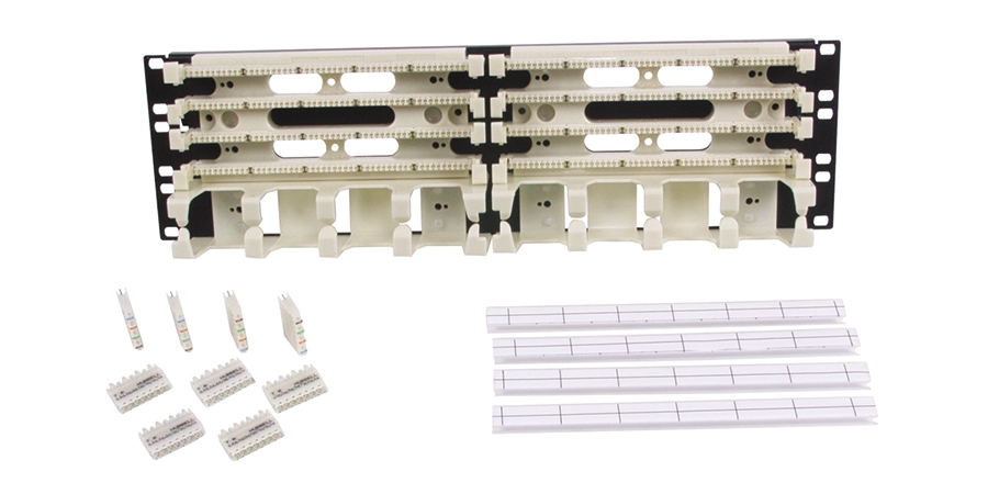 Rack Hardware, 110 Rack Mount Kit, Cat 5e, 200-Pair, 4-Pair Blocks