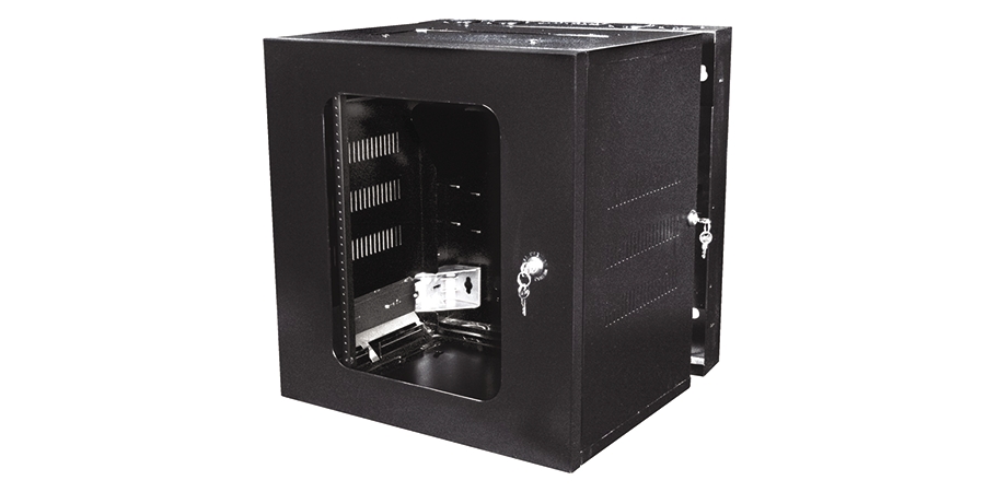 Wall Mount Enclosure, 14 ga., Black, Hinge, 12 in. dp, 0.0781 in ...
