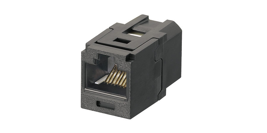 Jack Module, Cat 6A, Unshielded, T568A; T568B, Coupler, 1 Port, Black