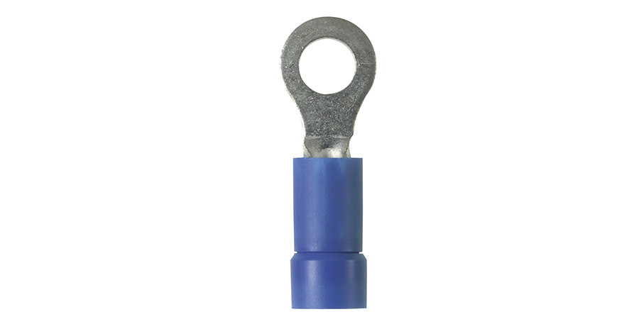 Ring Terminal, Stranded, Tin Plated, Vinyl Insulated, Blue, Copper, 1. ...