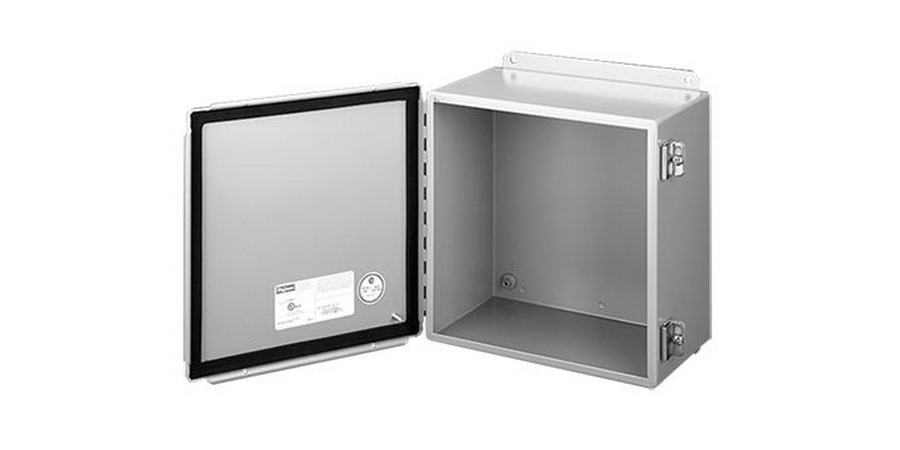 Wall-Mount Electrical Enclosure, 14 ga. Body, Gray, ANSI 61 Color Code ...