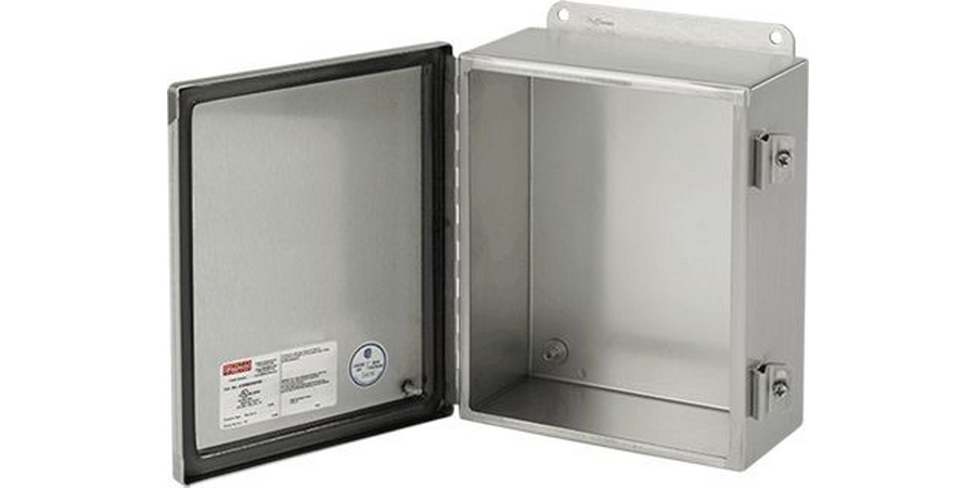 Wall-Mount Electrical Enclosure, 14 ga. Body, Gray, ANSI 61 Color Code ...