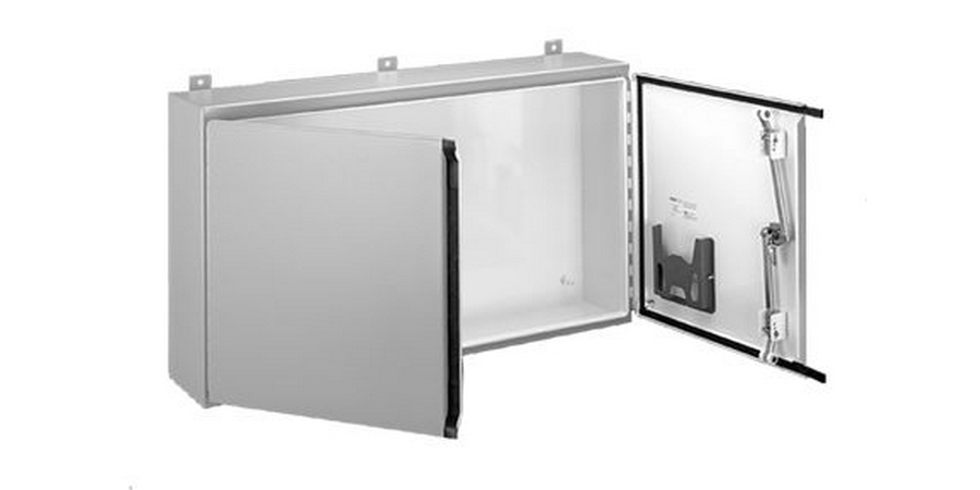 Wall-Mount Electrical Enclosure, 16 ga. Body, Gray, ANSI 61 Color Code ...