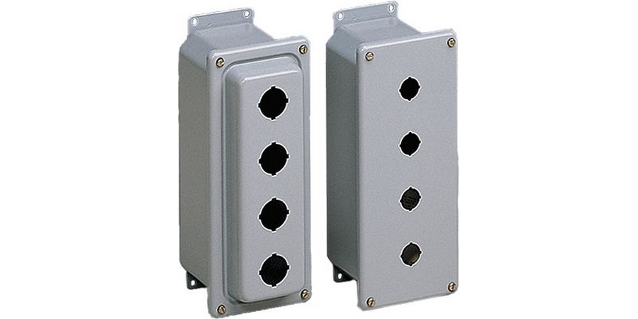 Pushbutton Enclosure, Gray, ANSI 61 Color Code, 3.75 in. Dp, Powder ...