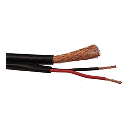 Siamese:  RG59 20 AWG solid bare copper FFEP (Foamed Fluorinated Ethylene Propylene) insulation with a 95% copper clad aluminum braid + 18 AWG, 1 Pair Stranded bare copper with a black FRPVC (Flame Retardant PVC) jacket.  CMP.  CCTV.  500FT Boxes.