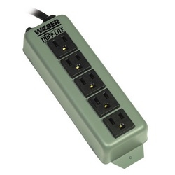 Relocateable Power Taps, 5 outlets, 6&#8217; cord, Metal-Receptacle Series, no switch. Blue/Gray Color with tabs