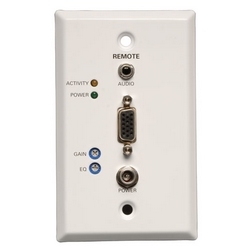 VGA with Audio over Cat5/Cat6 Extender, Wallplate Receiver, 1920x1440 at 60Hz, Up to 1000-ft., TAA