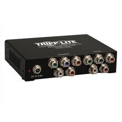 4-Port Component Video + Stereo Audio over Cat5/Cat6 Extender Splitter, Box-Style Transmitter, Up to 700-ft., TAA