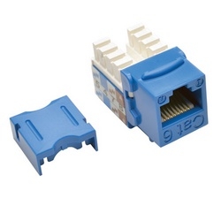 Cat6/Cat5e 110 Style Punch Down Keystone Jack - Blue, TAA