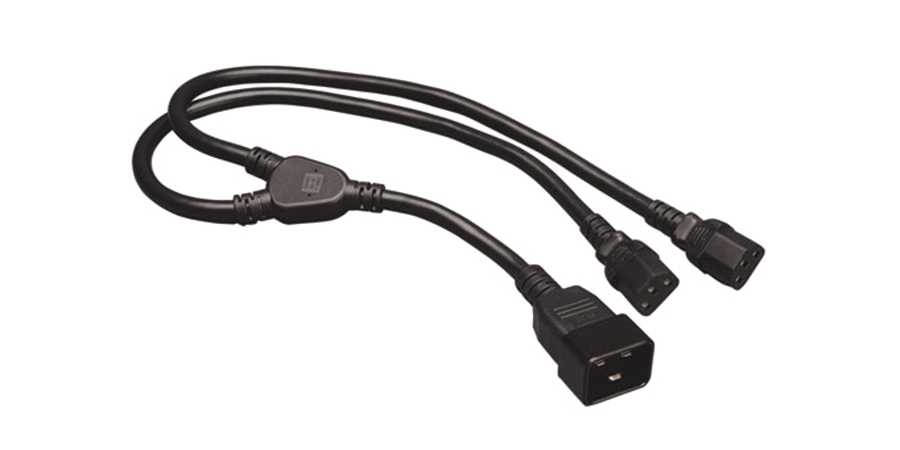 Heavy Duty Power Splitter Cable,C20,C13,2 ft. Lg,Black,PVC,100 to 250 ...