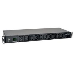3.8kW Single-Phase Metered PDU, 200/220/230/240V Outlets (8 C13, 2 C19) IEC-309 16A Blue, 8ft Cord, 1U Rack-Mount, TAA