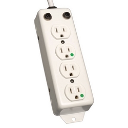 For Patient-Care Vicinity - UL 1363A Medical-Grade Power Strip with 4 15A Hospital-Grade Outlets, 2 ft. Cord