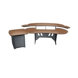 Edit Center Series ELUR Desk With Outboard Rack, 20 RU, 119.81 Inch Width x 41.88 Inch Depth x 36.41 Inch Height, Wood, Honey Maple