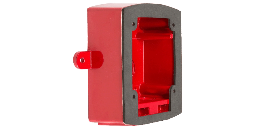 Back Box, Metal, Red, 2 in. L, 5.7 in. H, 5.1 in. W, -40 to +151 F