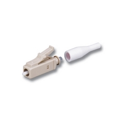 Fiber, Connector, Multimode, 50/125 & 62.5/125, LC, Simplex, Buffered, White Boot, Beige Connector, Epoxy Polish