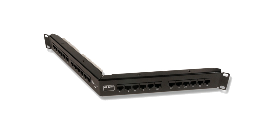 Angled Patch Panel, 1U, Black, Thermoplastic; Glass Reinforced Nylon ...