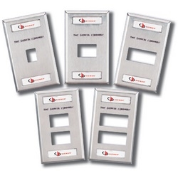 Faceplate, Single Gang, 2 Openings, MX, Stainless Steel, with Label Holder