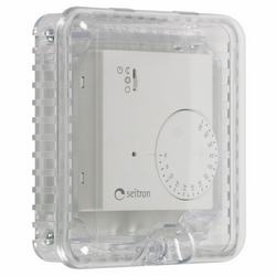 Small Thermostat Protector, Clear, Flush Mount, 100mm (4") H x 100mm (4") W x 35mm (1.42") D
