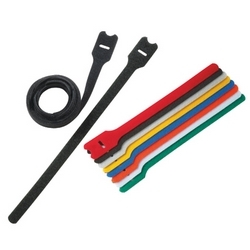 Hook And Loop Tie, Loop Style, 8.0"L (203mm), .50"W (12.7mm), Black, Pack of 10