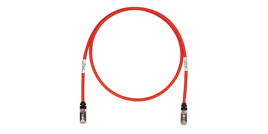TX6A CAT6A SHIELDED PATCH CORD RJ45-RJ45 T568A/B LSZH RED 50 FT