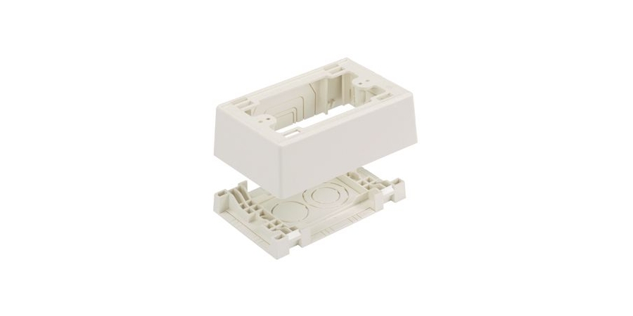 Surface Raceway, Pwr Rated Junct. Box, S/G 2-pc, Snap, White