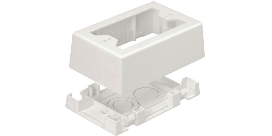 Low Voltage Junction Box, Two-Piece Snap Outlet Box, PVC, Electric Ivory
