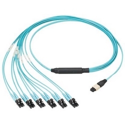 HD Flex Fiber Round Harness, Single-mode, 8-Fiber, OFNP (Plenum), MPO (M) to Push/Pull Duplex LC, 24in Breakout, Standard IL, Yellow Jacket, 20ft