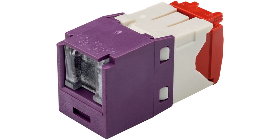 Mini-Com UTP RJ45 Cat 5e Shuttered TG Jack Module, Violet