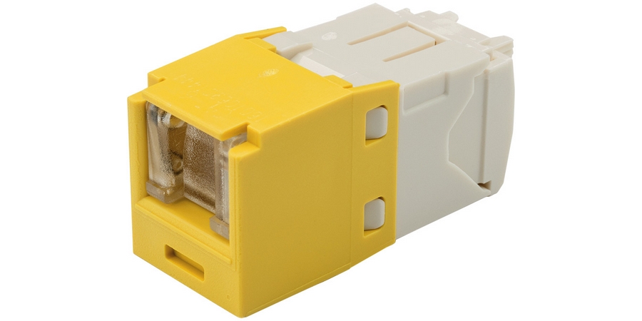 Jack Module, Cat 6, Unshielded, T568A/T568B, RJ45, Yellow