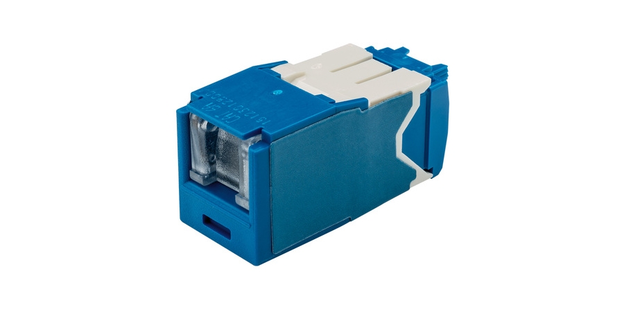 Jack Module, Cat 6A, Shielded (STP), TG Style, 1 Port, Blue