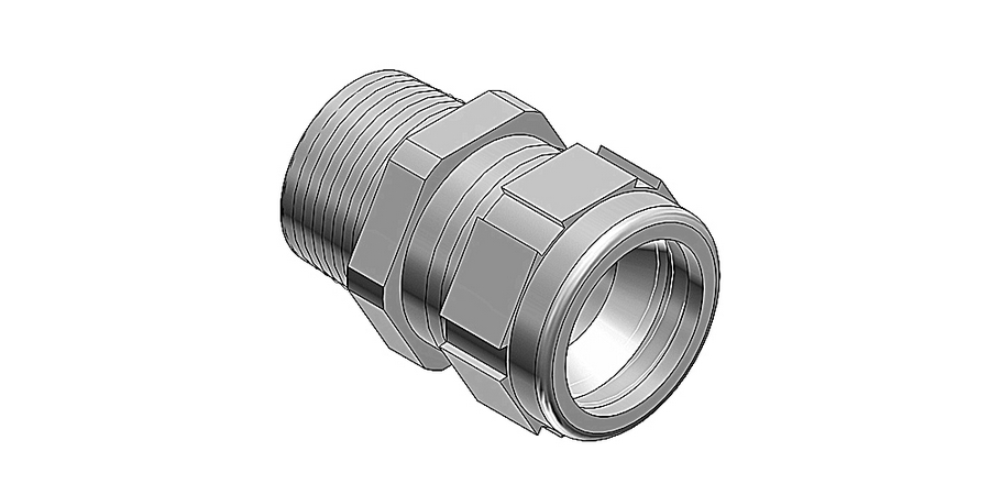 Liquid Tight Strain Relief Connector, Threaded, Straight, Aluminum ...