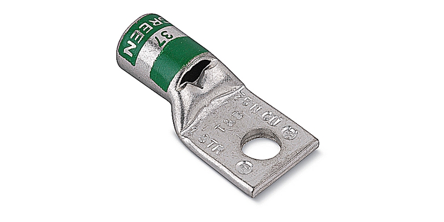 Compression Lug, Standard Barrel, 1-Hole, 1 AWG Conductor, Wrought ...