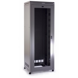 45U 600MMWX800MMD CABINET     SOLID BACK, WITH SIDES        GLASS DOOR, BLACK