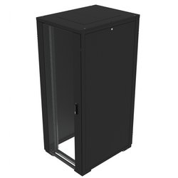 47U 800wide x 800deep Black RE Cabinet with solid glass front door and solid steel rear door complete with side panels