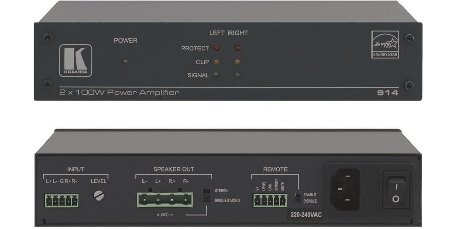 Power Amplifier, Removable Terminal Block, 2 Channel, 110W, 100 to ...