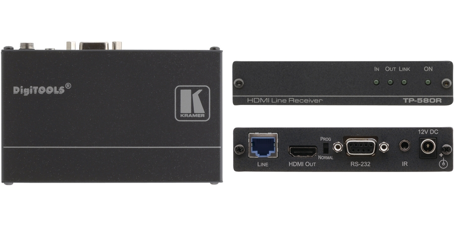 Receiver, HDMI, 1080p, 4K, 1 Input, 1 Output, RJ45