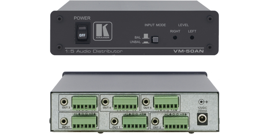 Audio Distribution Amplifier, 5 Output, 1 Input, Inputs Stereo Audio ...