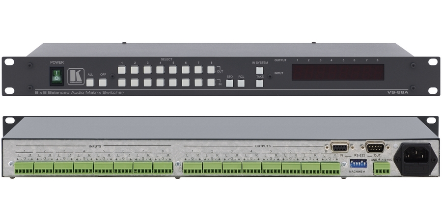 AV Switcher, 8 Output, Outputs Balanced Audio Stereo, 8 Input, Inputs ...